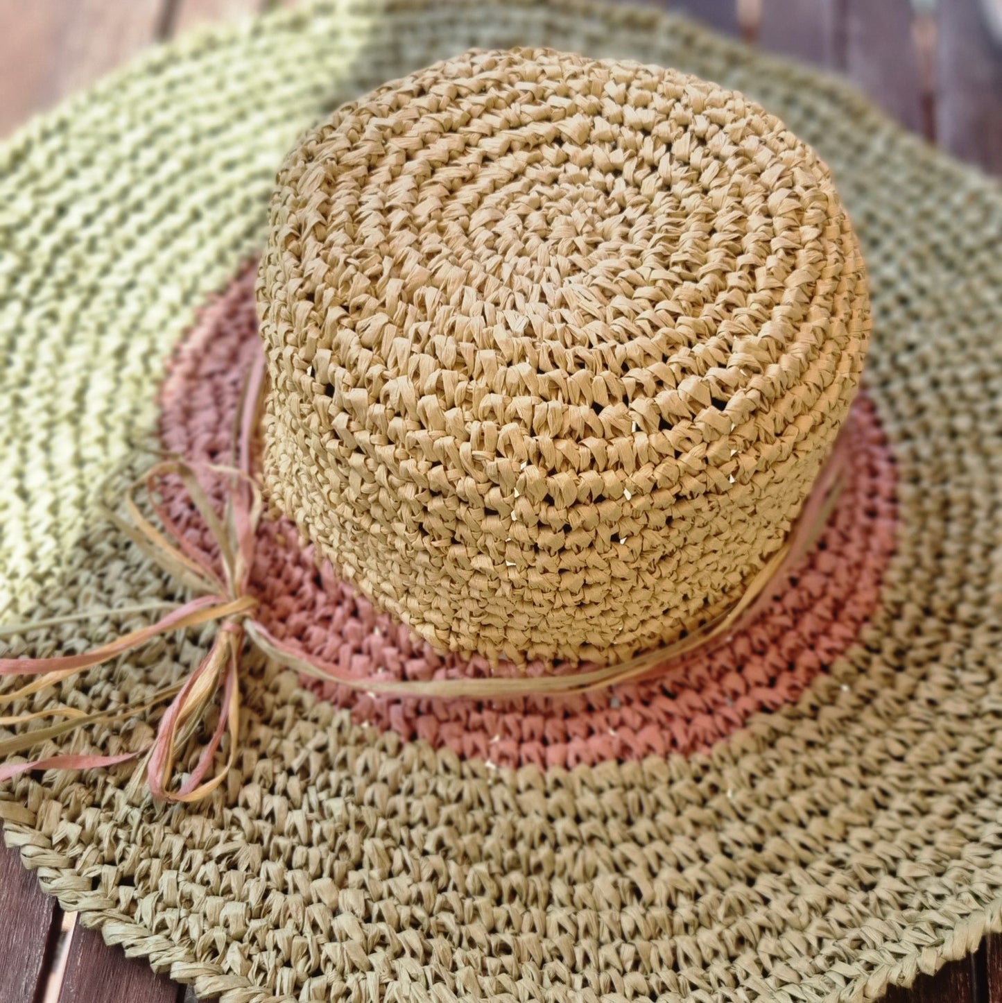 Crochet Natural Raffia Sun Hat